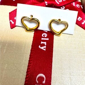 Stud Earrings Open Heart Design K18 Japan Gold